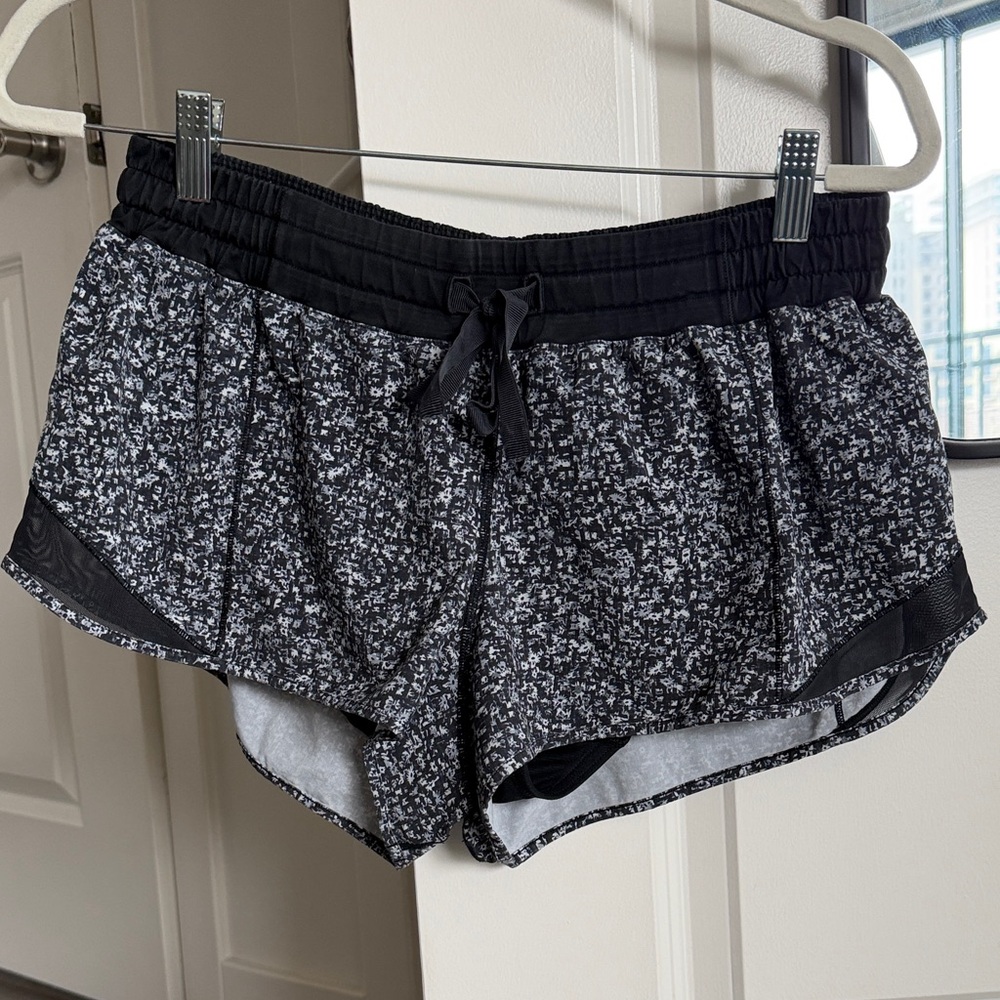 lululemon athletica Black & White Micro-Print Athletic Shorts